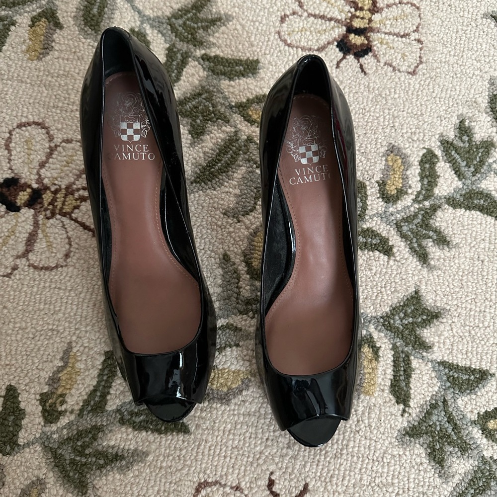 Vince Camuto Black Patent Platform Heels